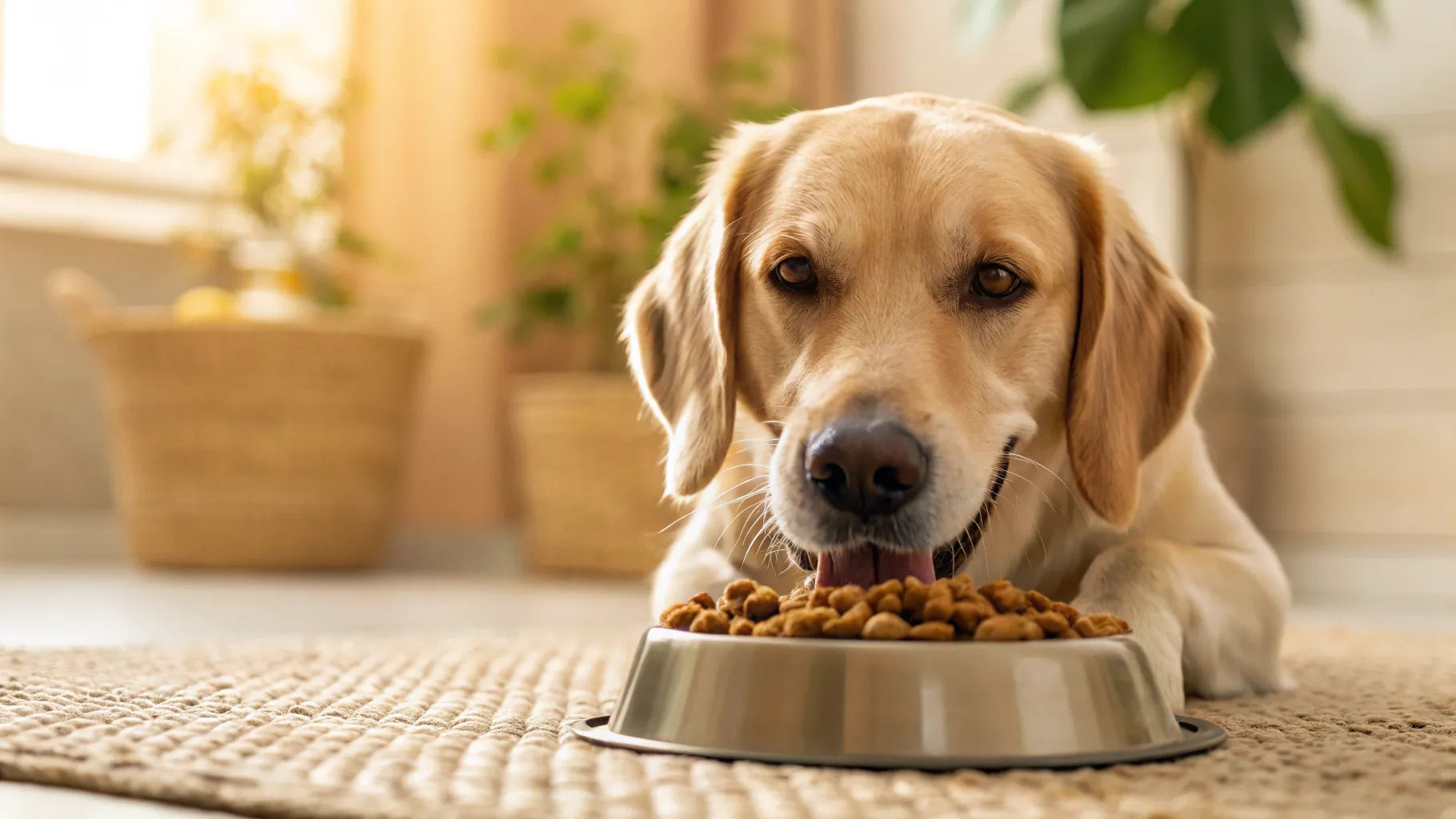  Dog enjoying a nutritious bowl of food.