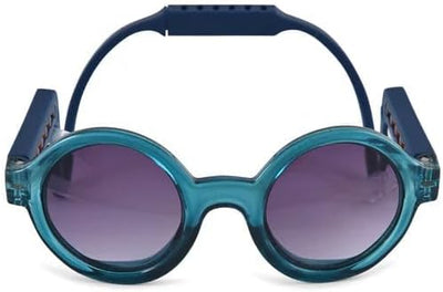 Gafas de sol para perro - Lentes de protección UV, protección contra desechos, prevención de panos, barbilla invisible, lentes intercambiables, diseño NYC, Azul transparente/Azul sólido, Pequeño