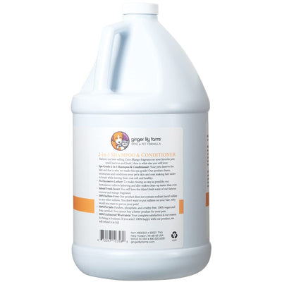 Ginger Lily Farms Dog & Pet Formula 2-in-1 Shampoo & Conditioner, 100% Vegan & Cruelty-Free, Coco Mango, 1 Gallon Refill (128 fl oz)
