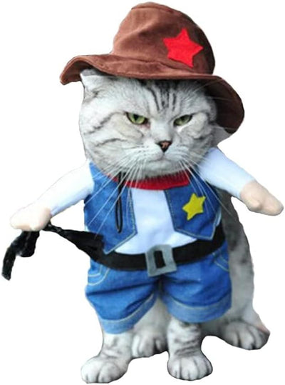 Hotumn Cowboy Dog Costume with Hat Dog Clothes Halloween Costumes for Cat and Small Dog(M)