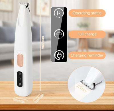 Pet Micro Precision Paw Trimmer, Upgrade Multifunctional Pet Hair Clippers Waterproof Rechargeable Pet Shaver with LED Light, Pet Paw Trimmer for Paws Eyes Ears Face Rump (1 Set)