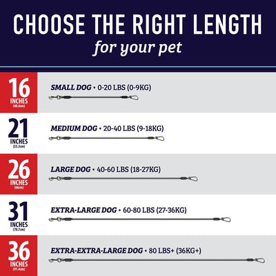 Leash Boss Dog Car Seat Belt Restraint - No-Chew Heavy Duty Car Seatbelt for Pets - 5 Sizes - Coated Steel Rope to Prevent Chewing (16 in) - Restraints for Dogs in Cars - Dog Seat Belt for Car