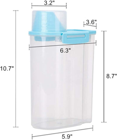 Pet Food Storage Container with Graduated Cup and Seal Buckles Food Dispenser for Dogs Cats (Blue)