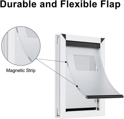 [RESCUMASCER] Weatherproof Large Dog Door for Door, Doggie Door with 2 Magnetic Flaps, Dog Doors for Large Dogs with 2 Sliding Lock Panels
