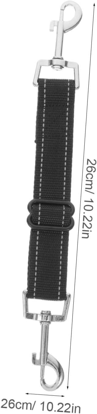 2pcs Dog Collar Connector Safety Straps Coupler Car Dog Back up Hook Lead Pet Traffic Backup Puppy Extender Seat Leash Short Adjustable Groom Vest Harness Black Nylon