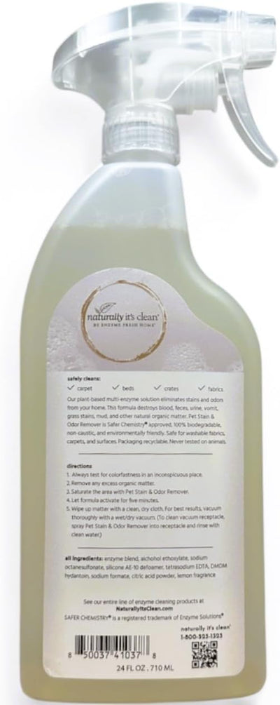 naturally it's clean Enzyme Pet Stain & Odor Remover | Plant-Based Cleaner for Dog Poop, Cat Urine, Vomit & More | Powerful Odor Eliminator | Biodegradable & Safe for Pets | Made in USA