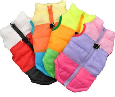 Quilted Striped Color Block Puffer Vest Coat for Small Pets Dogs and Cats (M, Blue Red)