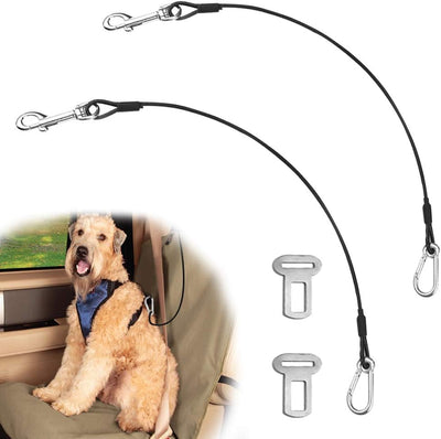 Dog Car Safety Seat Belt,YuCool 2 Pack Chew Proof Steel Cable Restraint Vehicle Belt Fit for Large, and X-Large Dogs