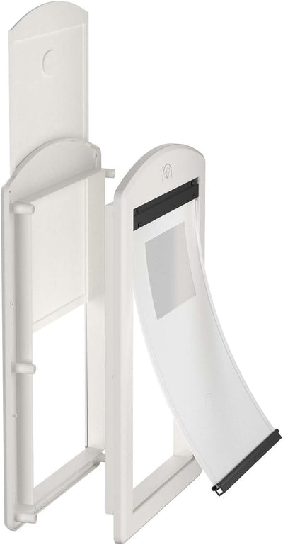 Dog Door for Door,Door for Large Dogs and Pets, Strong Plastic Doggy Door Cat Door and Medium Dog Door with Sliding Lock Panel and Magnetic Soft Flap(White, Medium)