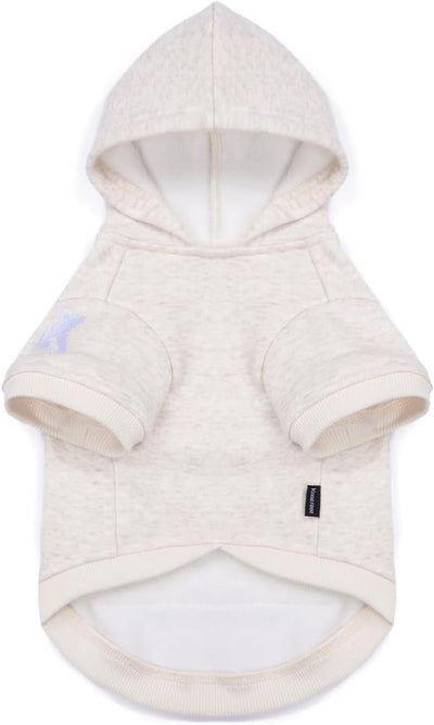 Koneseve Dog Hoodie Fleece, Cat Sweater Warm with Pocket - Soft Clothes for Daily Wear, Basic Hooded Sweatshirts, Winter Coat Clothing, Comfort Tee Shirt Fit for All Breeds Pet - Beige - L
