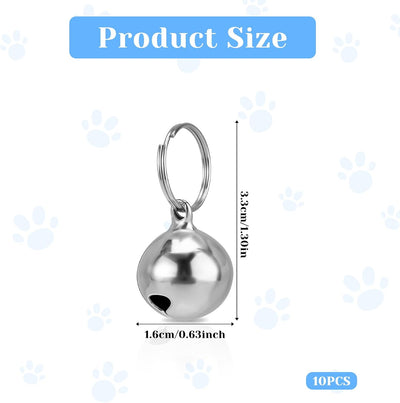 10PCS Pet Bells for Dog and Cat, Jingle Bells for Pet Collar Charm Pet Tracking, Small Bells for DIY Crafts Accessories Pet Daily Use, Pet Pendant（sliver Color）