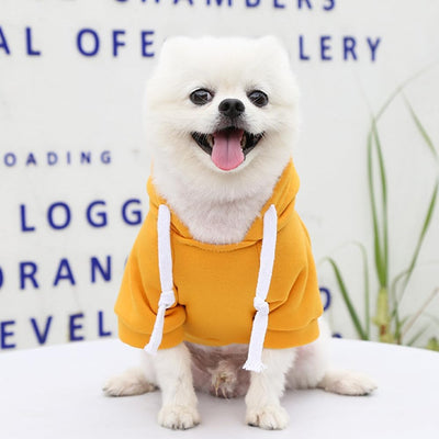 Dog Hoodie for Small Medium Large Dogs,Fleece Hoodie for Dogs with Zipper Pocket,Fall Winter Warm Cat Puppy Sweatshirts(Yellow,S)