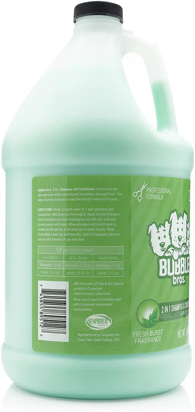 2 in 1 Dog Shampoo and Conditioner for Pets, Gallon - Naturally Derived Ingredients, Eliminates Smelly Pet Odors, Moisturizes and Nourishes, Cleans and Conditions, Bulk Refill Size 128 oz