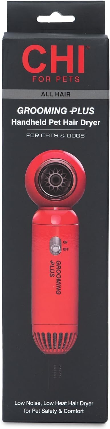 CHI for Pets Grooming Plus Handheld Pet Hair Dryer for Cats and Dogs, All Hair Types; Compact, Low Heat, Low Noise Pet Dryer; Leaves One Hand Free to Hold & Comfort Pet, FF28716