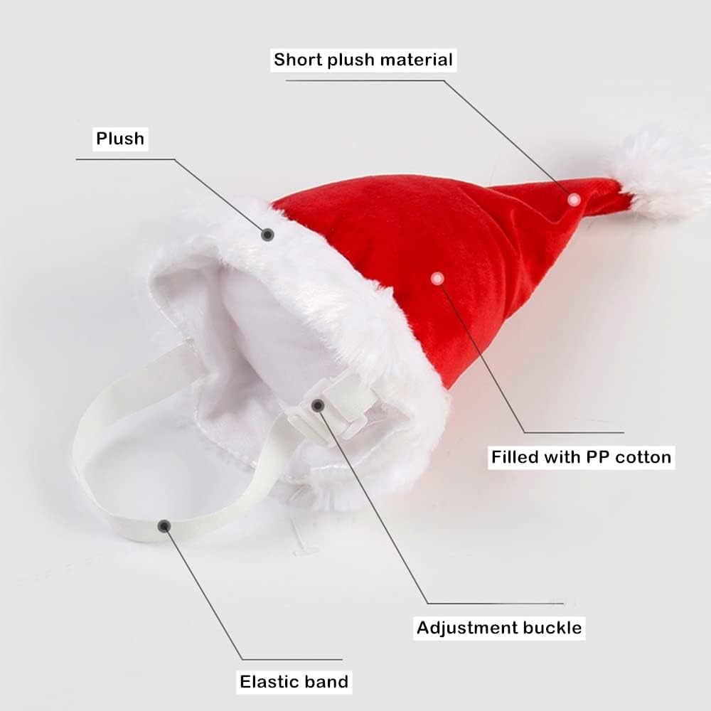 Large Dog Santa Hat with White Pompom,Adjustable XL XXL Pet Dog Christmas Hat Semi-Padded with Elastic Strap,Golden Retriever Great Dane German Shepherd Christmas Costumes (Large)