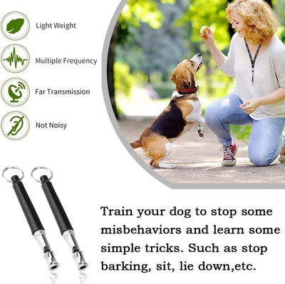 Dog Whistle, 2 Pack Ultrasonic Dog Whistle to Stop Barking for Dogs, Professional Recall Dog Training Whistles, Adjustable Ultrasonic Silent Dog Whistle to Stop Barking Control Devices, with Lanyard