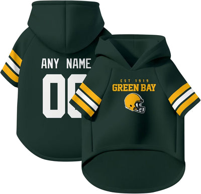 ANTKING Green Bay Dog Hoodie T-Shirt Pet Clothes Jersey Custom Name and Number Gifts