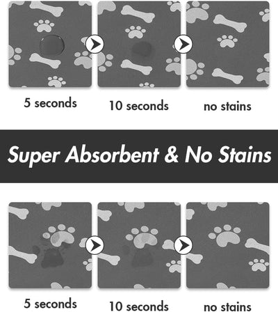 Pet Feeding Mat-Absorbent Dog Food Mat-Mat for Food and Water-No Stains Quick Dry Water Dispenser Mat-Pet Supplies-Dog Placemat for Messy Drinkers 12"X19" Dark Grey