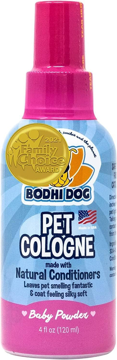Bodhi Dog Baby Powder Scented Cat & Dog Cologne 4oz + Oatmeal Dog Shampoo & Conditioner for Pet Grooming 8oz | Moisturizing Dog Shampoo for Sensitive Skin | Deodorizing Cat and Dog Grooming Bundle