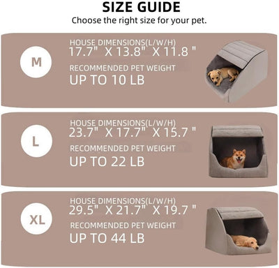 Extra Large Dog Bed House, Cozy Dog House Indoor, Memory Sponge, Plush Dog Cave Bed Crate Cushion with Non-Slip Bottom for Medium Large Dogs (Grey, XL)
