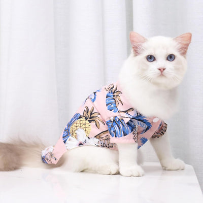 Hawaiian Shirt for Small Dogs & Cats - Lightweight Breathable Pet Tshirt with Vibrant Fade-Resistant Colors for Small Dog cat Daily Use (S, Pink)