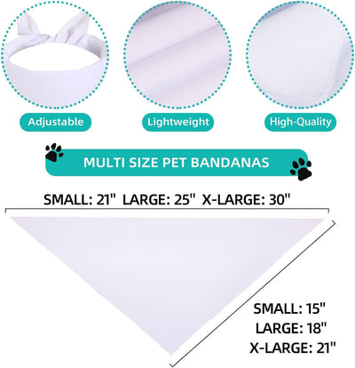 Sublimation DOD Bandanas 6PCS, Heat Transfer Washable Dog Scarf, Blank DIY Solid Kerchief Bib Breed, Pet Birthday/Party Fun Idea Gift for X-Large&Large Dogs