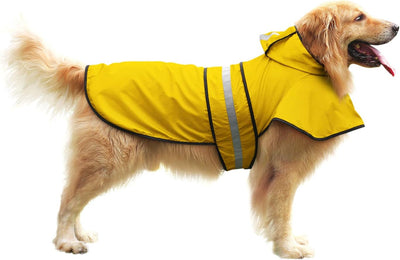 HDE Dog Raincoat Hooded Slicker Poncho for Small to X-Large Dogs and Puppies Yellow - L