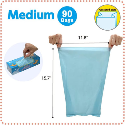 BOS Amazing Odor Sealing Dog Poop Bags - Durable and Unscented [Size: M, Color: Light Blue] (90 Count, Pack of 1) (90 Bags)