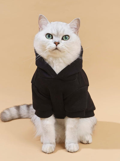 QWINEE Dog Hoodie Dog Shirt Sweatshirt Stylish Dog Clothes for Cat Kitten Puppy Small Medium Large Dogs Black Small