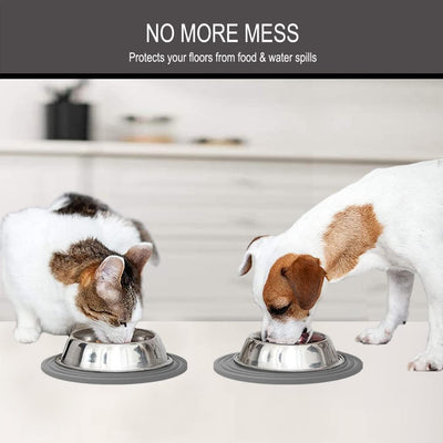 2 Pack Silicone Cat Food Mat, Dog Bowl Mat Prevent for Food and Water Overflow, Cat Feeding Eating Mat for Indoor Floor, Dog Dish Pad Placemat for Medium and Small Pet, 9.5"x9.5"