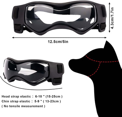 Small Breed Dog Sunglasses, Dog Goggles for Small Dogs Windproof Anti-Fog Dog Glasses Adjustable Dog Goggles for Pet Small Medium Dogs Outdoor Eye Protection (Black)