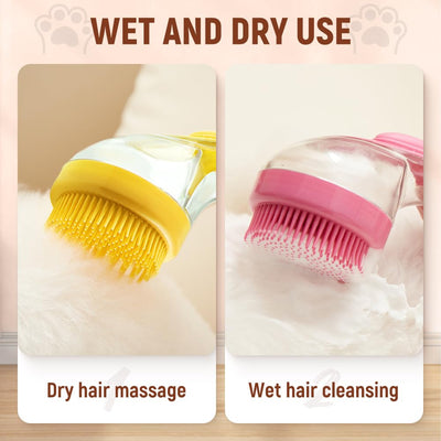 2025 New Pet Bath Brush, 2 in 1 Dog Bathing Grooming Massage Brush with Shampoo Dispenser, Dog Scrubber for Long Short Haired Dogs and Cats (Blue)
