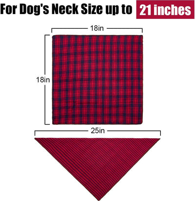 Remifa Dog Bandana - 6PCS Birthday Gift Washable Green Blue Red Christmas Bandana Square Plaid Printing Bib Double Reversible Kerchief Scarf Adjustable Accessories for Small to Large Dog Puppy Cat