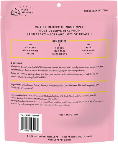 Bocce's Bakery Bac' N Nutty Soft & Chewy Peanut Butter & Bacon Recipe Natural Dog Treats, Wheat-Free, 2 lb (Pack of 1)