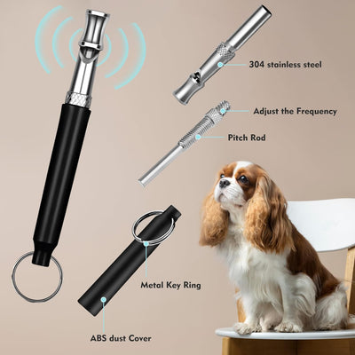 Dog Whistle - 2Pack Dog Whistle to Stop Barking Neighbor's Dog, Adjustable Ultrasonic Silent Dog Whistle,Helpful for Training Recall (Black with Lanyard)
