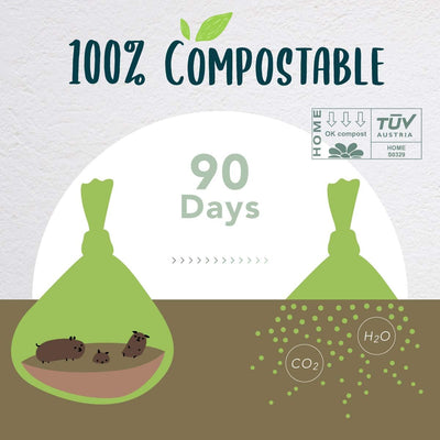 Compostable Dog Poop Bag Rolls, Doggie Poop Bags Bulk, Vegetable-Based Eco-Friendly Pet Waste Bags, Unscented, Extra Thick, Leak Proof, Size 9 x 13 Inches, Refills 240 Counts