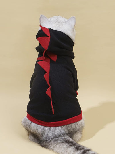 QWINEE Dinosaur Hoodie Warm Jacket Christmas Halloween Costume Clothes for Puppy Kitten Small Medium Dogs Cats Black M