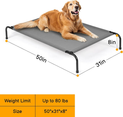 Outvita 43 Inch Elevated Dog Bed, Outdoor Cooling Raised Pet Cot, with Waterproof Textilene Mesh, Washable, Breathable, Alloy Steel Frame, Portable, Chew Proof, Indoor & Outdoor (Black)