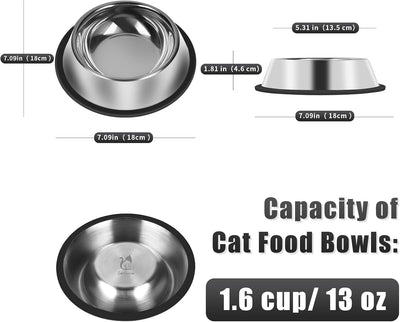 3Pcs Stainless Steel Dog Bowls Set - Non-Slip Food and Water Bowl 13 Oz - Dishwasher-Safe, Rust Resistant Metal Pet Bowls for Small/Medium/Large Sized Pets
