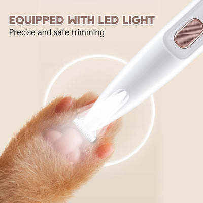 Upgraded Dog Paw Trimmer with LED Light, Paw Trimmer for Dogs Electric, Pet Hair Clippers Rechargeable Low Noise, Grooming Shaver for Dog's and Cat's Eyes Face Ears Feet, Fully Waterproof (White)