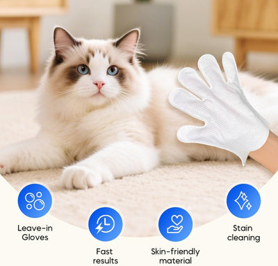 Rinse Free Shampoo Mitts for Dog, Pet Bath Wipes for Fur Paws and Butt, Suitable for Daily Care and Travel (6 pcs)