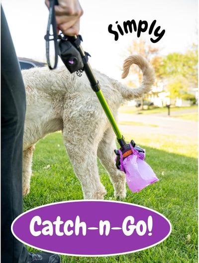 Catch-N-Go! Best Poo Catcher Scooper. Catch Poo on Walks. Alum Telescopic Handle, Strap-on Roll Bag Pouch Dispenser & Convenient Wrist Strap. Dootie Bags, Super Quick & Clean. 5-Yr Warranty