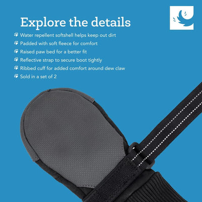 RC Pet Products Strider Dog Boot, Water Resistant, Paw Protection, Large, Black