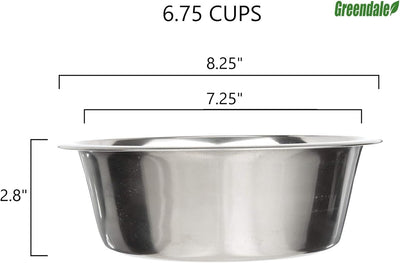 Greendale - 4 Pack - Large (6.75 Cups) - Stainless Steel Metal Dog Bowls - Perfect for Dog Food or Water. Ideal for Use on Floor or for Elevated Stands. Wrong Size? Click to Look at Our Size Options