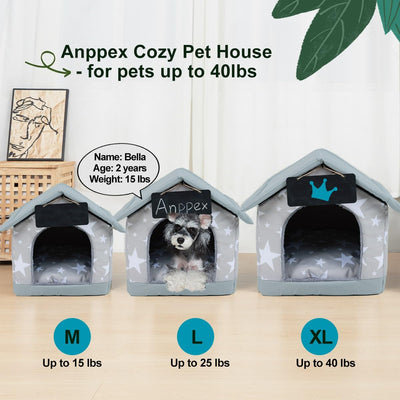 ANPPEX Medium Dog House Indoor,XL Size Indoor Dog House for Medium and Large Dogs,Covered Dog Bed with Cushion,Grey
