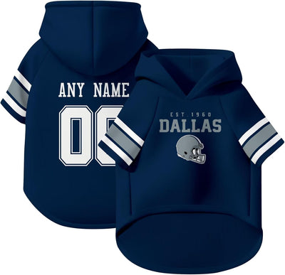 ANTKING Dallas Dog Hoodie T-Shirt Custom Name and Number Jersey Pet Clothes Gifts