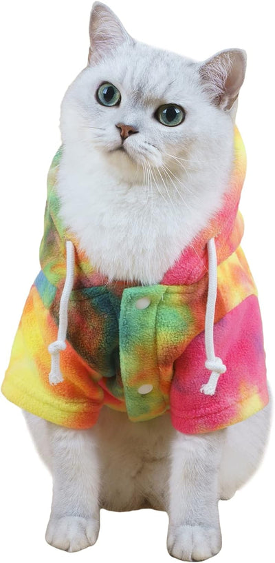 QWINEE Dog Coat Dog Hoodie Tie Dye Warm Winter Coat Sweatshirt Dog Clothes for Cat Puppy Small Medium Dog Multicolor S QWN01-719860427-S