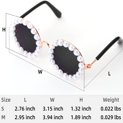 KUDES Lindas gafas de sol para perro, lentes de sol de perlas para perros de raza pequeña y mediana para niñas, accesorios de disfraz para mascotas