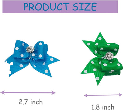PET SHOW 30pcs/15pairs Dot Hair Bows with Rubber Bands for Small Medium Dogs Puppies Bowknot Cat Topknot Yorkies Grooming Accessories Color Assorted Randomly