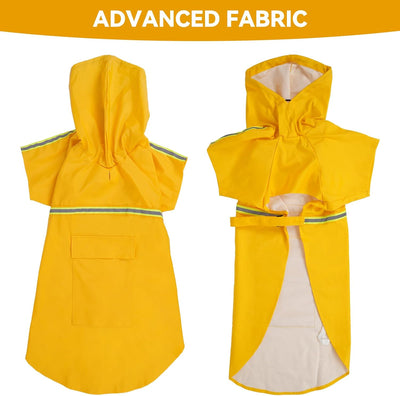 Dog Raincoat, Adjustable Water Proof Pet Clothes with Clear Hooded, Waterproof Lightweight Pet Rain Jacket Phocho Hoodie (Reflection-Pink, Large)